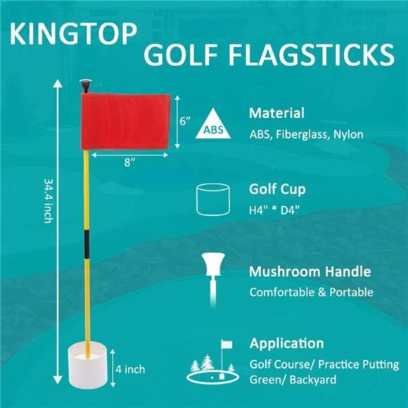 Golf Flagstick Mini,Putting Green Flag for Yard,All 3 Feet,Double-Sided Numbered - Picture 4 of 7